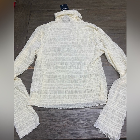 Forever 21 Semi-sheer Mock Neck Textured Top, Casual Long Sleeve Spring Top L - Picture 7 of 7